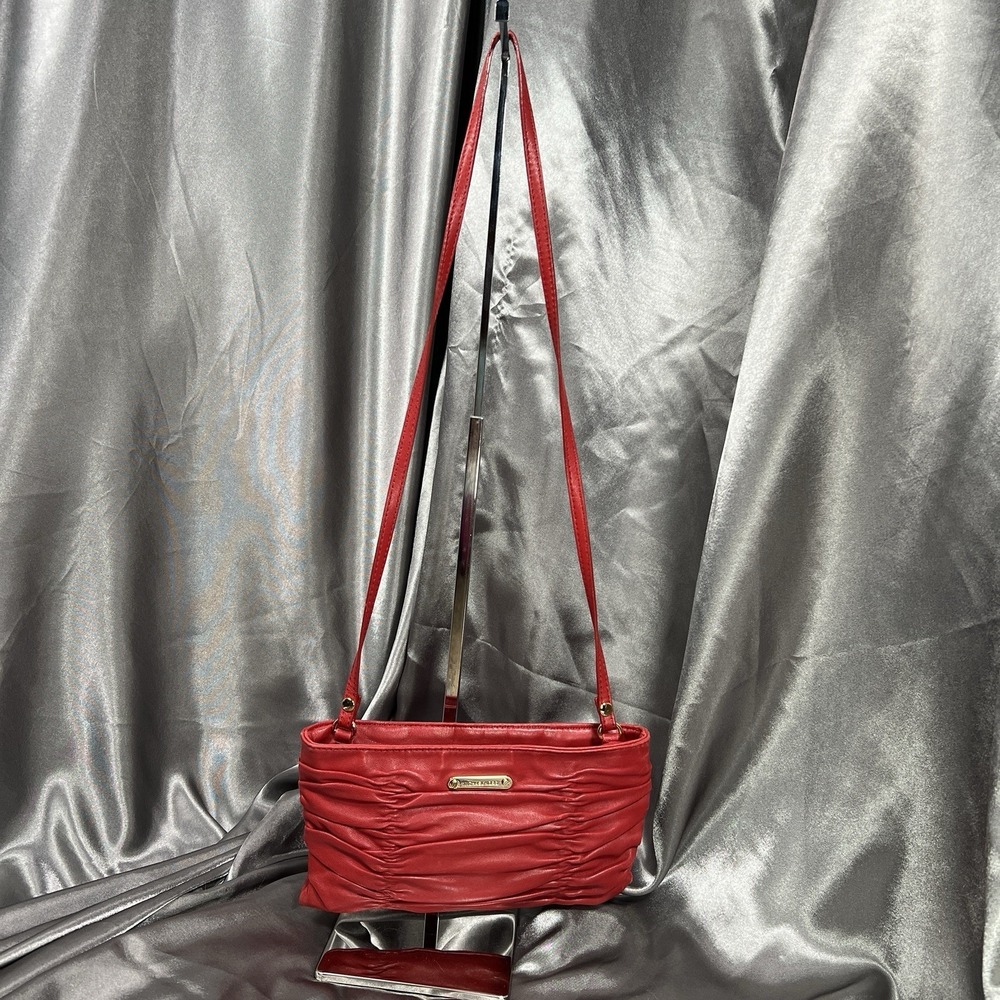 Michael‎ Kors Webster Clutch Red Leather Wristlet Ruched Hand Crossbody Bag Soft